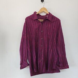 Tommy Bahama Long Sleeve Button Down Polo Purple Striped XL